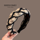 小香风复古高颅顶头箍显脸瘦交叉编织发箍女洗脸发卡头饰2024新款