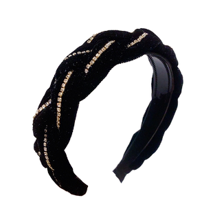 法式高级感宽边头箍网红复古水钻丝绒麻花辫头箍高颅顶显脸小发卡