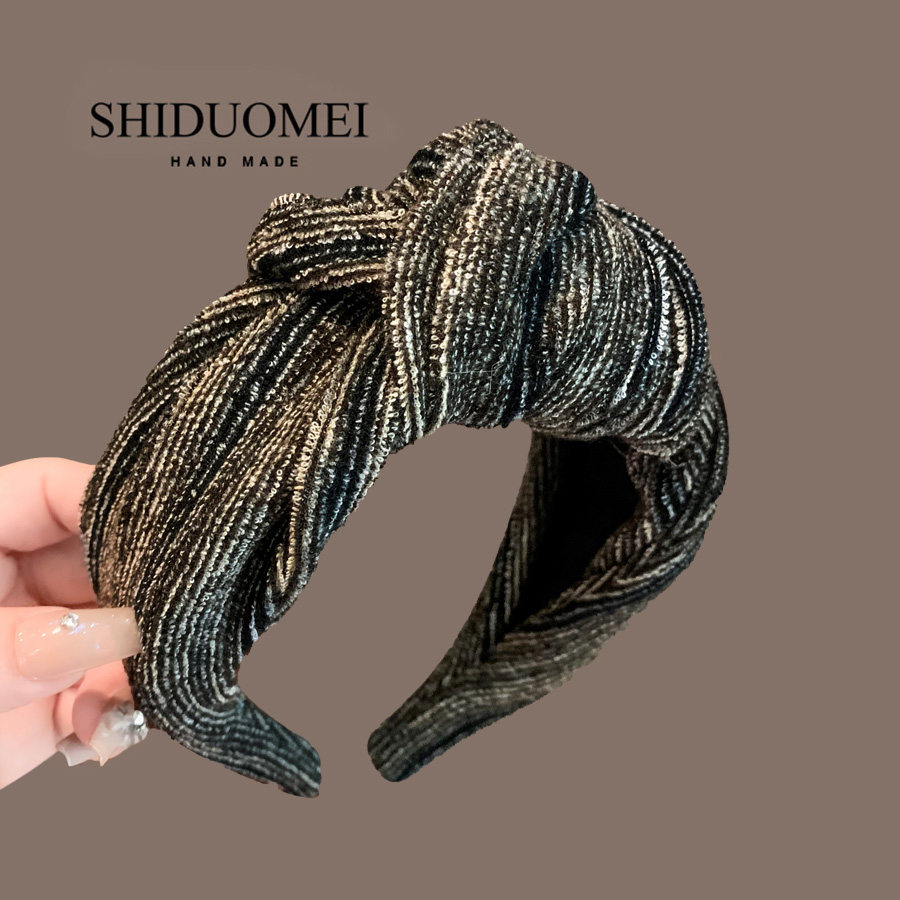 软糯毛巾圈条纹针织发箍百搭