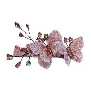 浪漫紫色仿水晶蝴蝶发夹高档横夹一字夹后脑勺弹簧夹顶夹发卡头饰