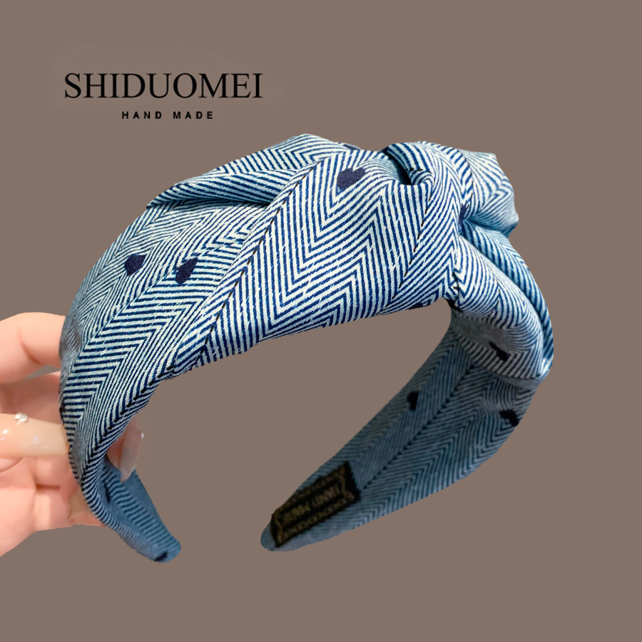 韩版清新甜美斜纹高颅顶打结发箍小众学院风高级感头箍百搭压发卡