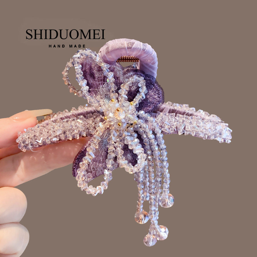 梦幻紫色水晶蝴蝶抓夹大号发夹