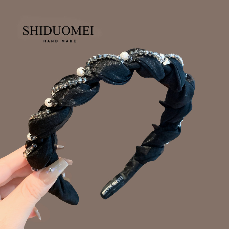 法式轻奢高级感麻花水钻发箍波浪带齿防滑发卡网红高颅顶洗脸头箍