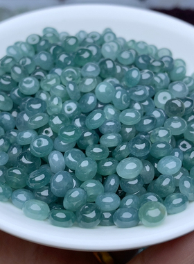 翡翠A货卡3.5mmx6.5mm冰蓝水鼓珠50颗