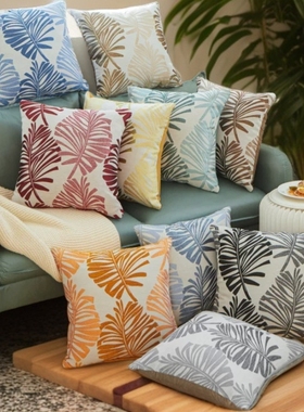 品质保证销全球ins风棕树叶抱枕套商务礼品商超床头沙发抱枕靠垫