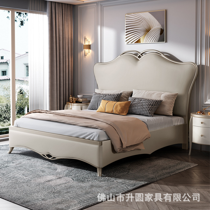 美式轻奢床双人床1.8米婚床1.5米主卧欧式床简欧白色实木床家具