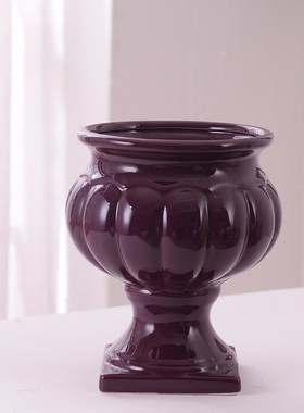 生产美式欧式复古奖杯陶瓷花瓶家居摆件紫白绿灰四色混装