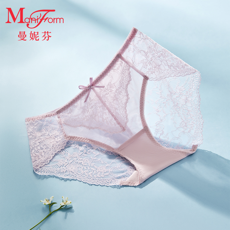 曼妮芬性感低腰蕾丝内裤轻盈透气底裤女轻薄纯棉底裆20710653