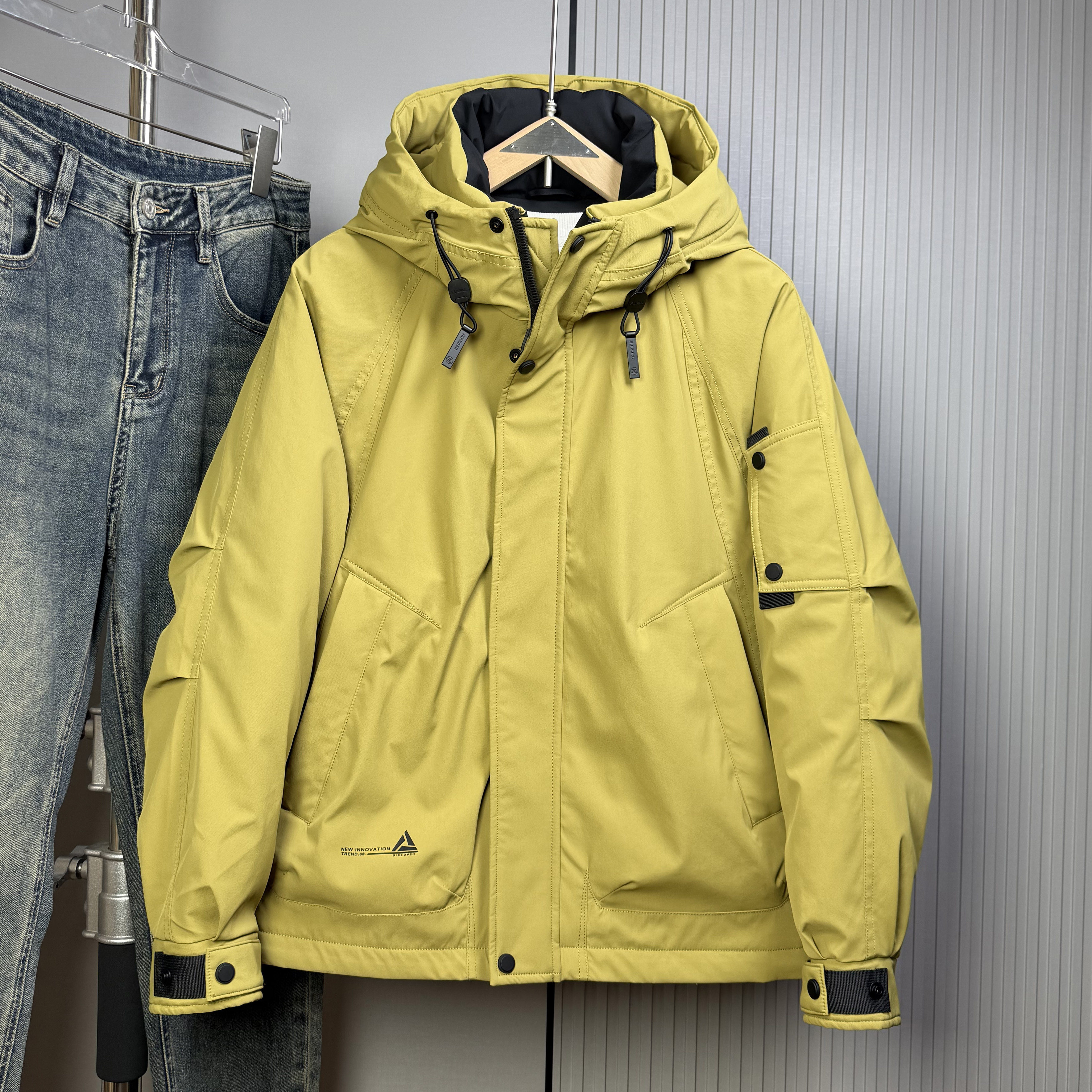 男士冬季新款工装连帽羽绒服时尚潮流百搭休闲保暖青年冲锋衣外套