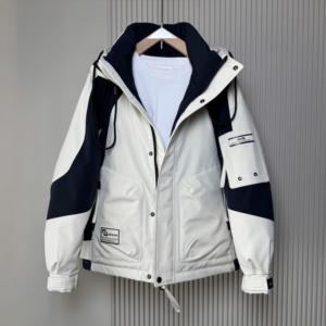 2024男冬季新款拼色连帽羽绒服韩版时尚潮流休闲百搭青年保暖外套