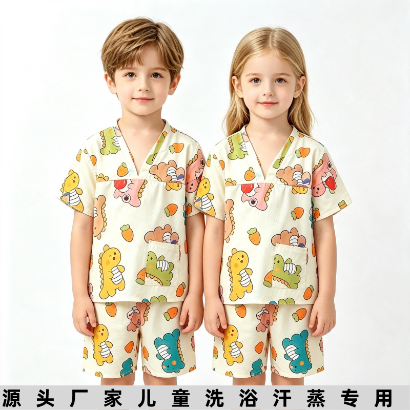 纯棉一次性儿童卡通汗蒸服图片