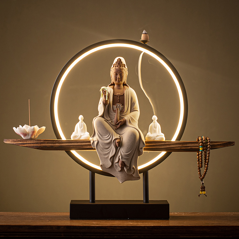 陶瓷观世音工艺品客厅桌面中式