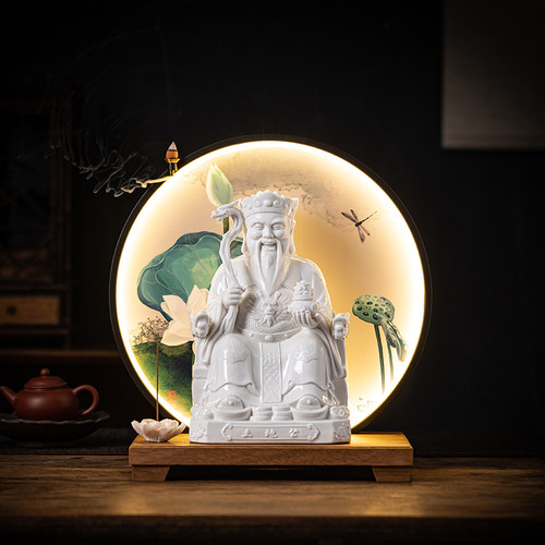 陶瓷家用供奉灯圈土地公土地婆