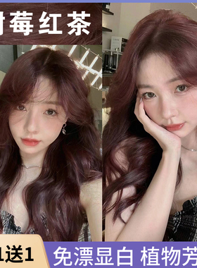 树莓红茶染发膏红茶棕树梅红c阿同款暗红色染发剂自己在家染发女