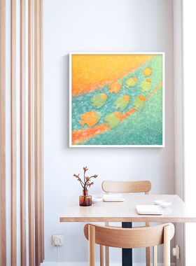 九鱼图餐厅画家寓意客厅饭厅背景墙挂画好寓意餐桌装饰小清新壁画