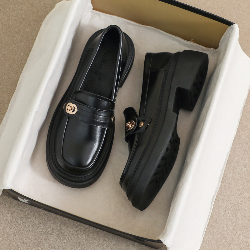 羊皮版~学院风厚底乐福鞋女款2026新款春秋日系单鞋黑色jk小皮鞋