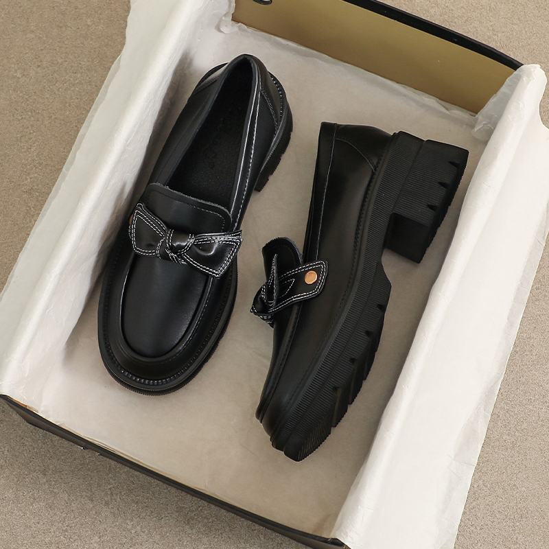 牛皮款~法式厚底英伦风小皮鞋女款2026新款春秋乐福34码软底单鞋