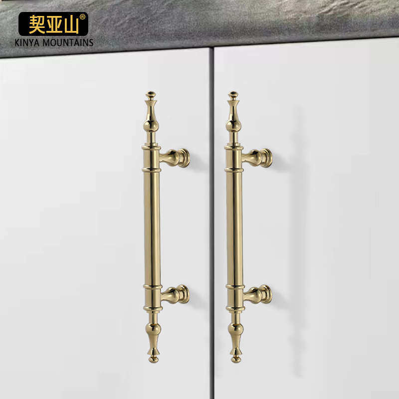 意式亮金复古柜门拉手黄铜亮银田园风鞋柜把手简约奢华大衣柜拉手