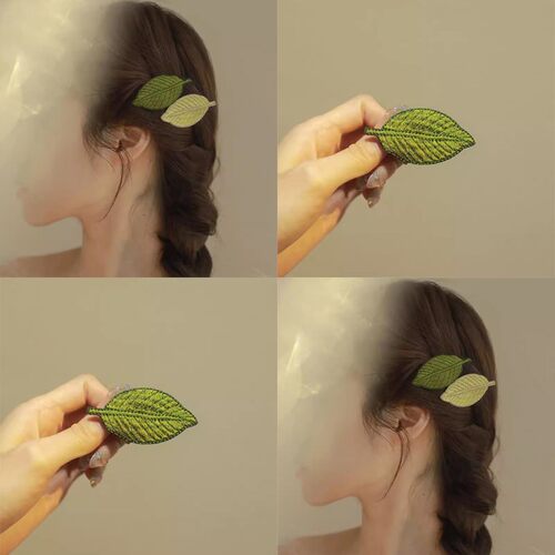 刺绣叶子!小清新发夹!精致刘海夹前额高级感树叶边夹头饰碎发夹