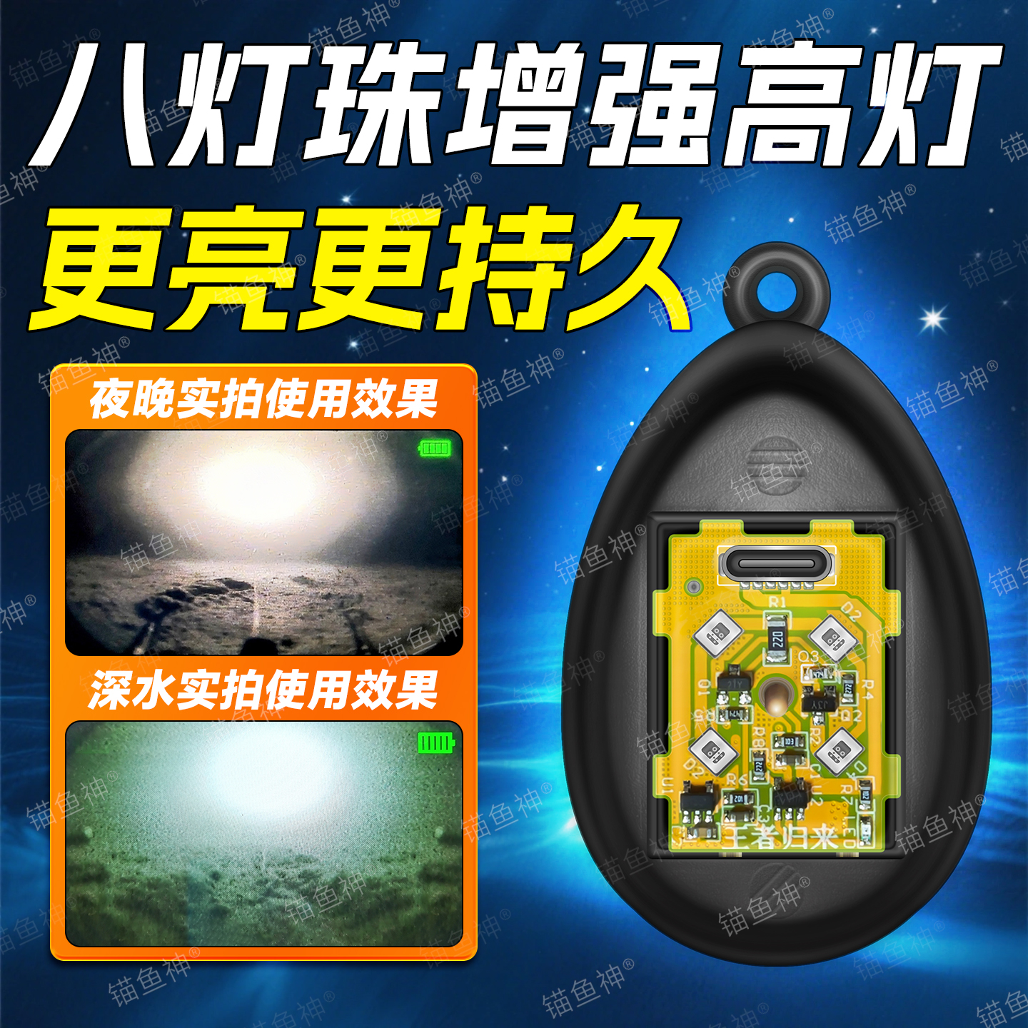 可视锚鱼高灯浮漂超亮红外夜视灯珠深水浑水穿透锚钩配件浮球高灯