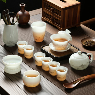 泡茶具套装茶杯陶瓷家用茶壶高级感年轻人盖碗2025新款羊脂白玉瓷