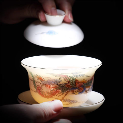 不烫手高端玻璃泡茶大码薄胎盖碗