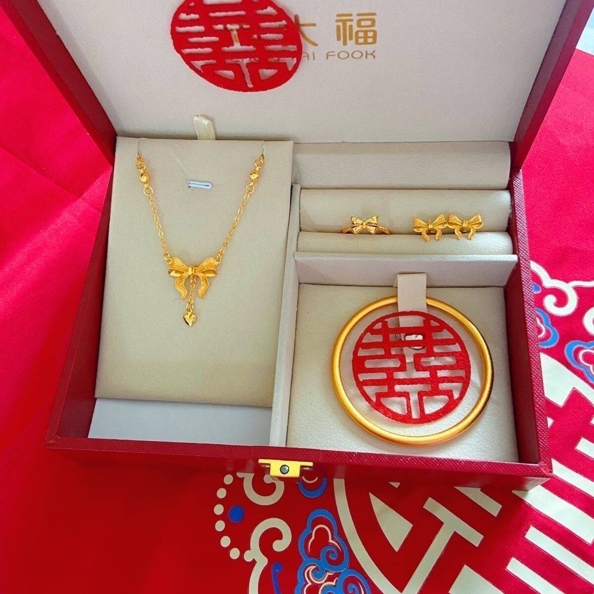 假五金套装仿真三金一套订婚首饰套装公主摆台道具镀金假五金时尚