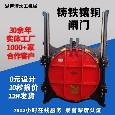 铸铁圆闸门河道钢制闸门启闭机闸门机闸铸铁镶铜电动闸门闸阀