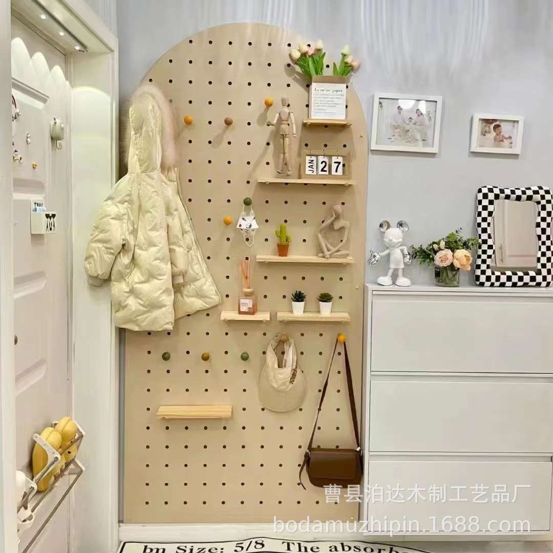 现货木制洞洞板墙上置物架墙壁书架挂墙置物架隔板墙上书架收纳架