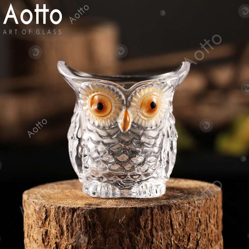 创意家居办公室猫头鹰组合玻璃杯坚果罐烛台水杯装饰酒杯水具套装