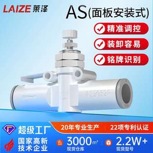 2052F 调速接头节流阀气缸速度控制阀AS1001F 隔板安装 式