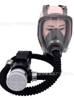 充电便携式电动辅助送风防毒面具 煤矿装修导气管防毒全面罩面具