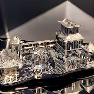 解压 合金新苏州园林模型高难度3D立体金属积木手工拼图创意华庚