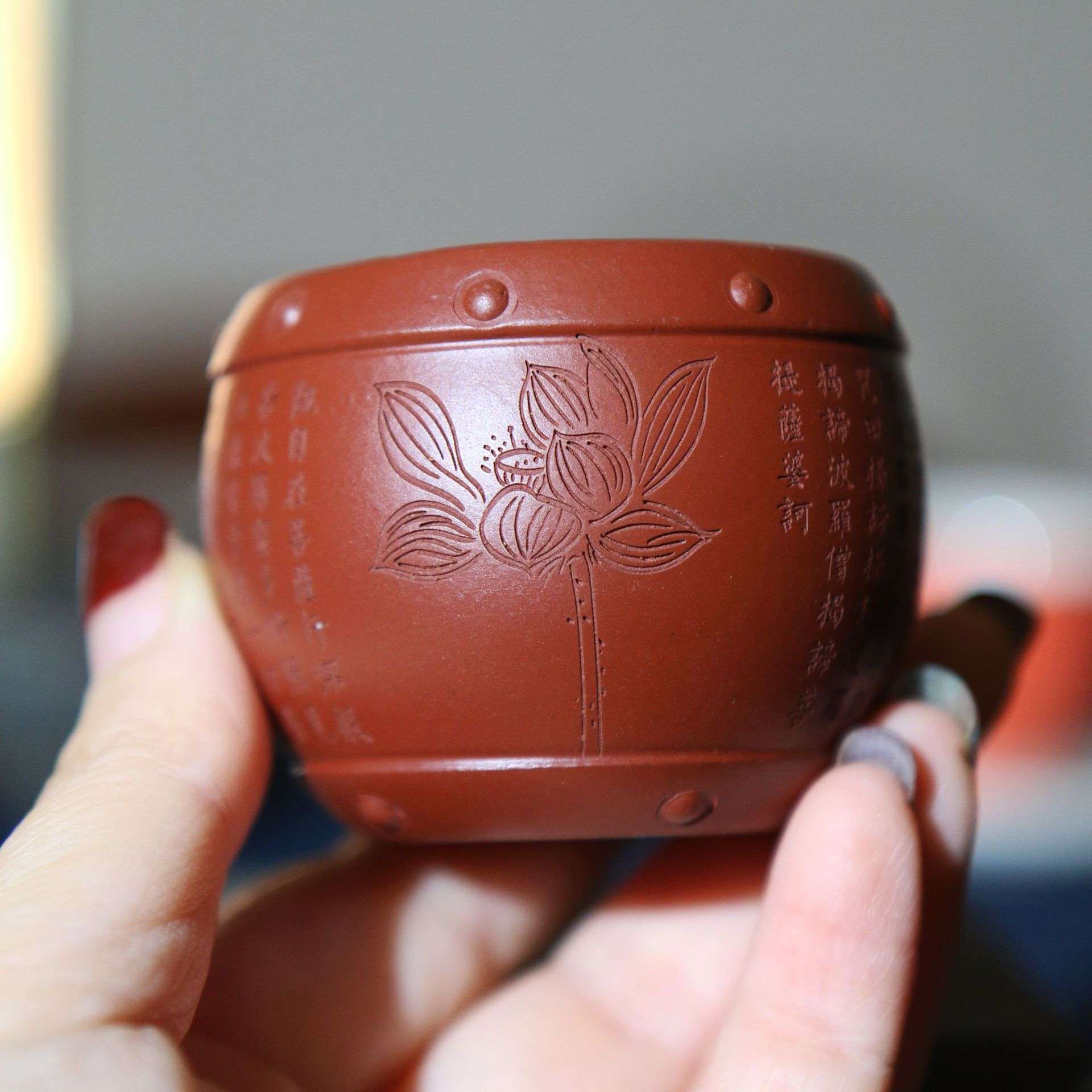 紫砂花盆小鼓盆手工微型盆微盆景多肉微盆景多肉心经禅意莲花