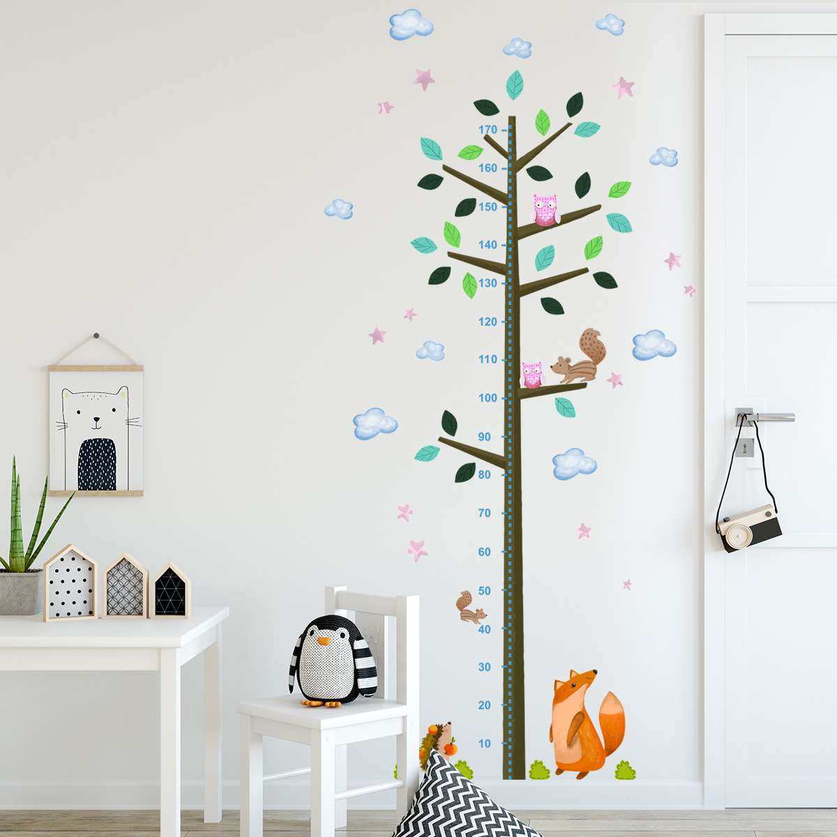 zsz2042新款小树动物星星身高贴儿童房背景墙美化装饰可移除墙贴,家居饰品,文化墙贴,淘宝优惠券,粉丝福利购,淘宝优惠卷