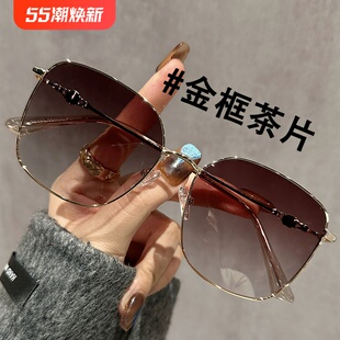 超轻茶色墨镜女新款2025女超轻大框金丝太阳镜可配近视偏光眼镜