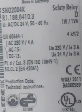 《议价》电气原装正品SNO2004K订货号R