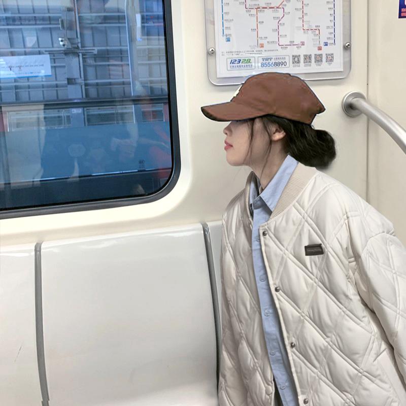 反季2024年新款冬季羽绒棉衣女韩系棉袄秋冬夹棉外套菱格棒球棉服