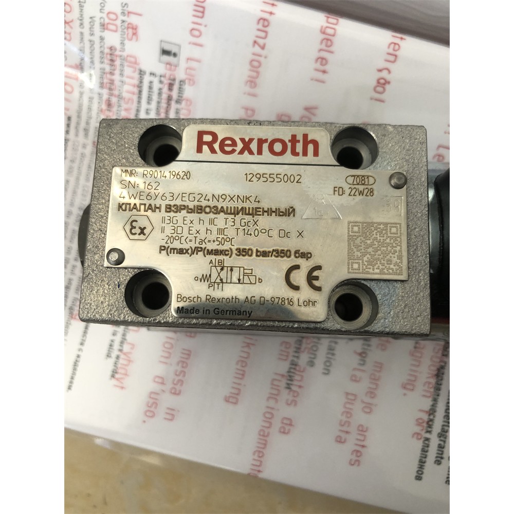 力士乐防爆阀R901419620 4WE6Y6X/EG24N9XNK4电磁阀德国产