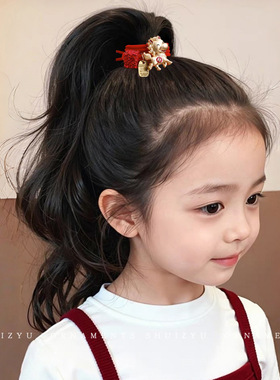 新年红色发绳马年发圈女童孩扎头发皮筋儿童过年头饰不伤发头绳