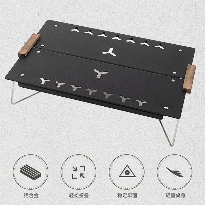 新款户外单人折叠桌登山徒步露营便携桌铝合金折叠速开山地野餐桌