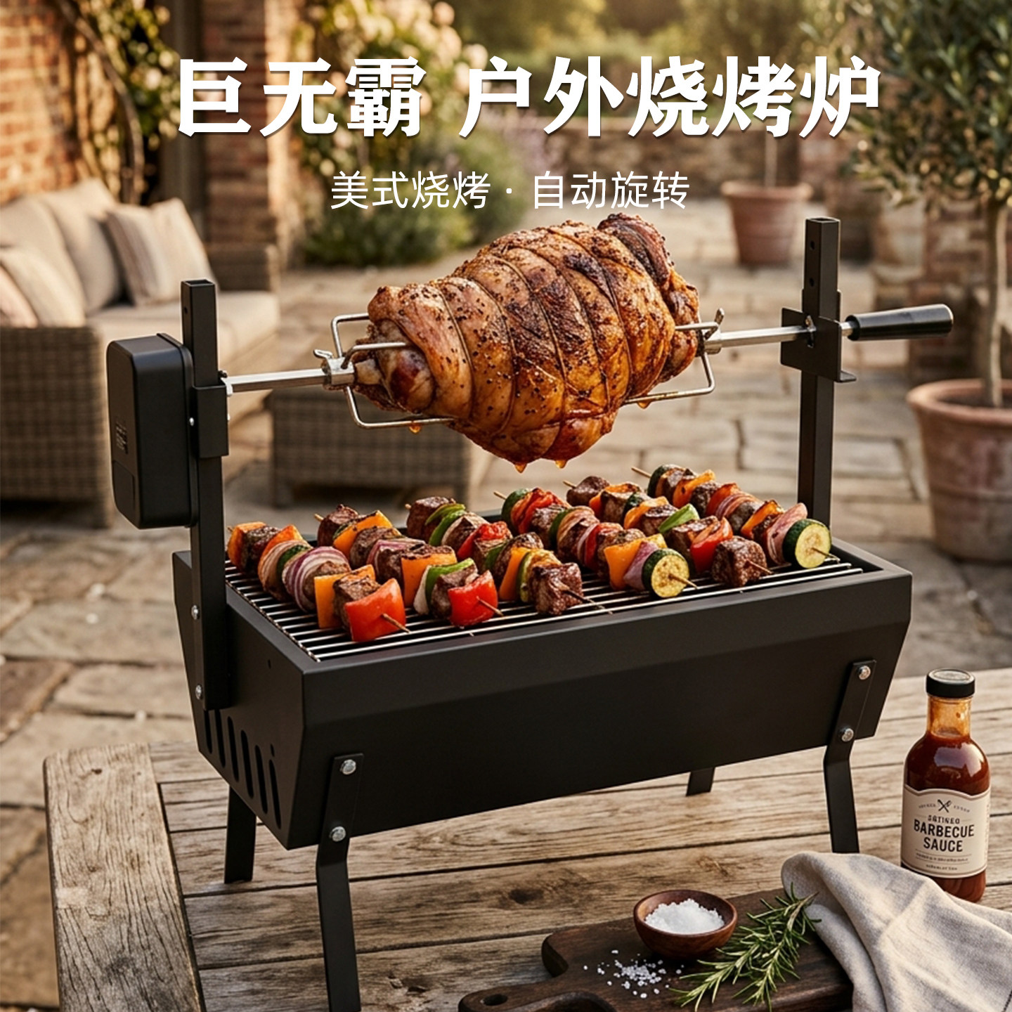 洛摩鼎烧烤炉子家用电动烤鸡烧烤架户外便携露营烤肉新款碳烤炉