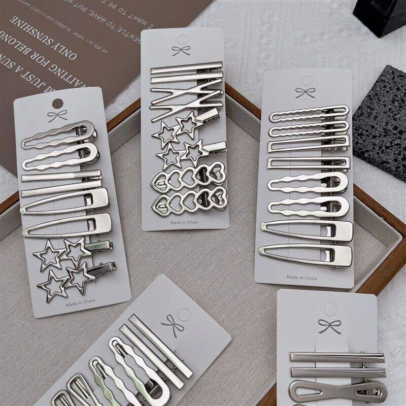 Sliver Metal Hair Clips Women GirlsDuckbill Hairpin Personal