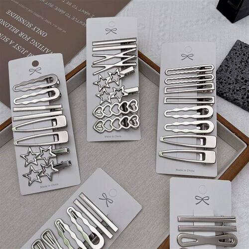 Sliver Metal Hair Clips Women GirlsDuckbill Hairpin Personal