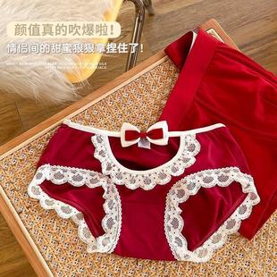 women edge couple underwear bow Red men lace Lolita and