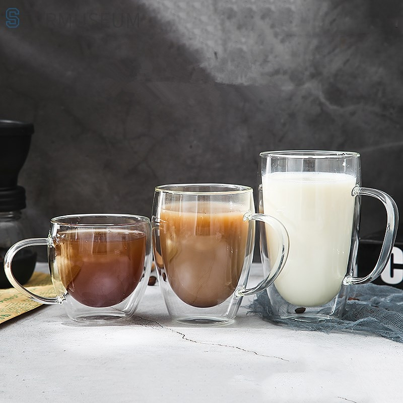 1/4/6Pcs Double Wall Glass Cups Espresso Coffee Mug 80/250/3