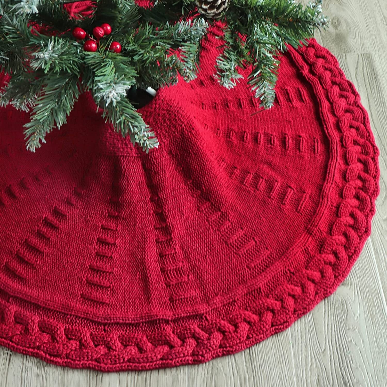 New Product Christmas Tree Skirt Knitted Tree Skirt Apron Ch