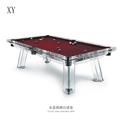 水晶玻璃美式九球台球桌商用KTV房别墅俱乐部中式八球钢化玻璃桌