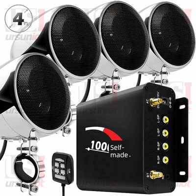 1000W四声道摩托车立体声环绕音响车把喇叭12v支持收音AUX蓝牙USB