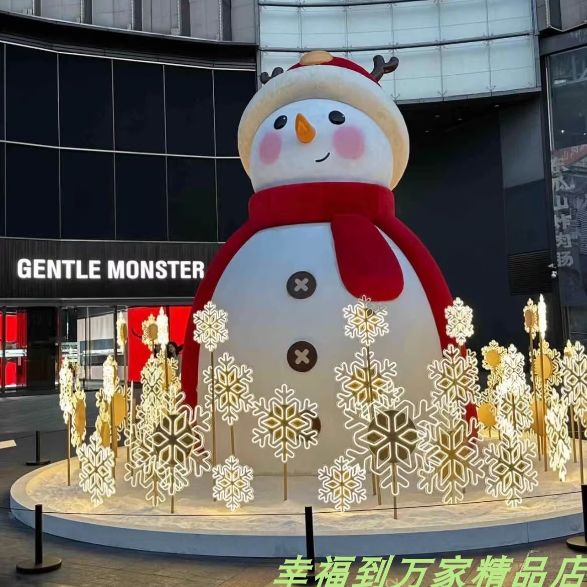 圣诞节雪人气模 发光圣诞树充气模耶诞装扮咖啡店铺氛围场景布置